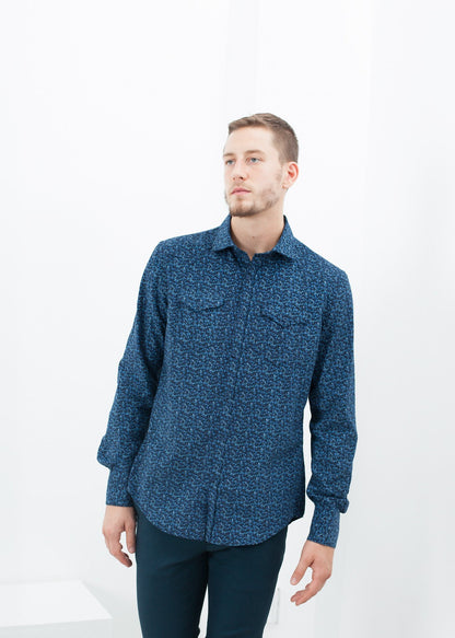 Western Arkansas Button-Up in Blue Floral (6707104546910)