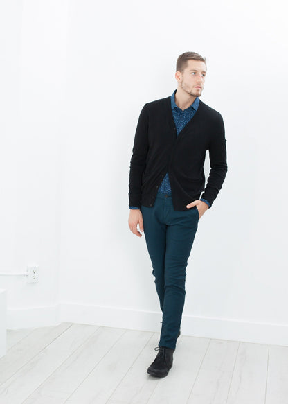 Hidden Placket Cardigan in Black (6707100876894)