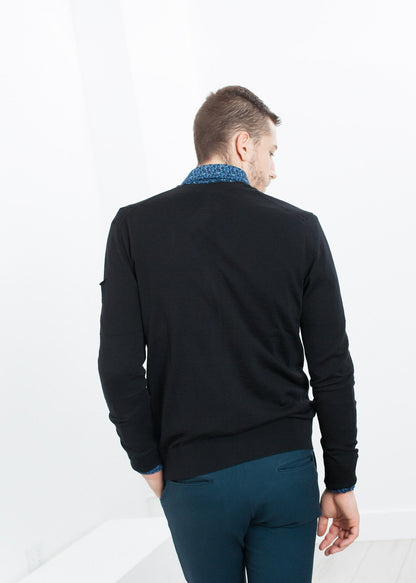 Hidden Placket Cardigan in Black (6707100876894)