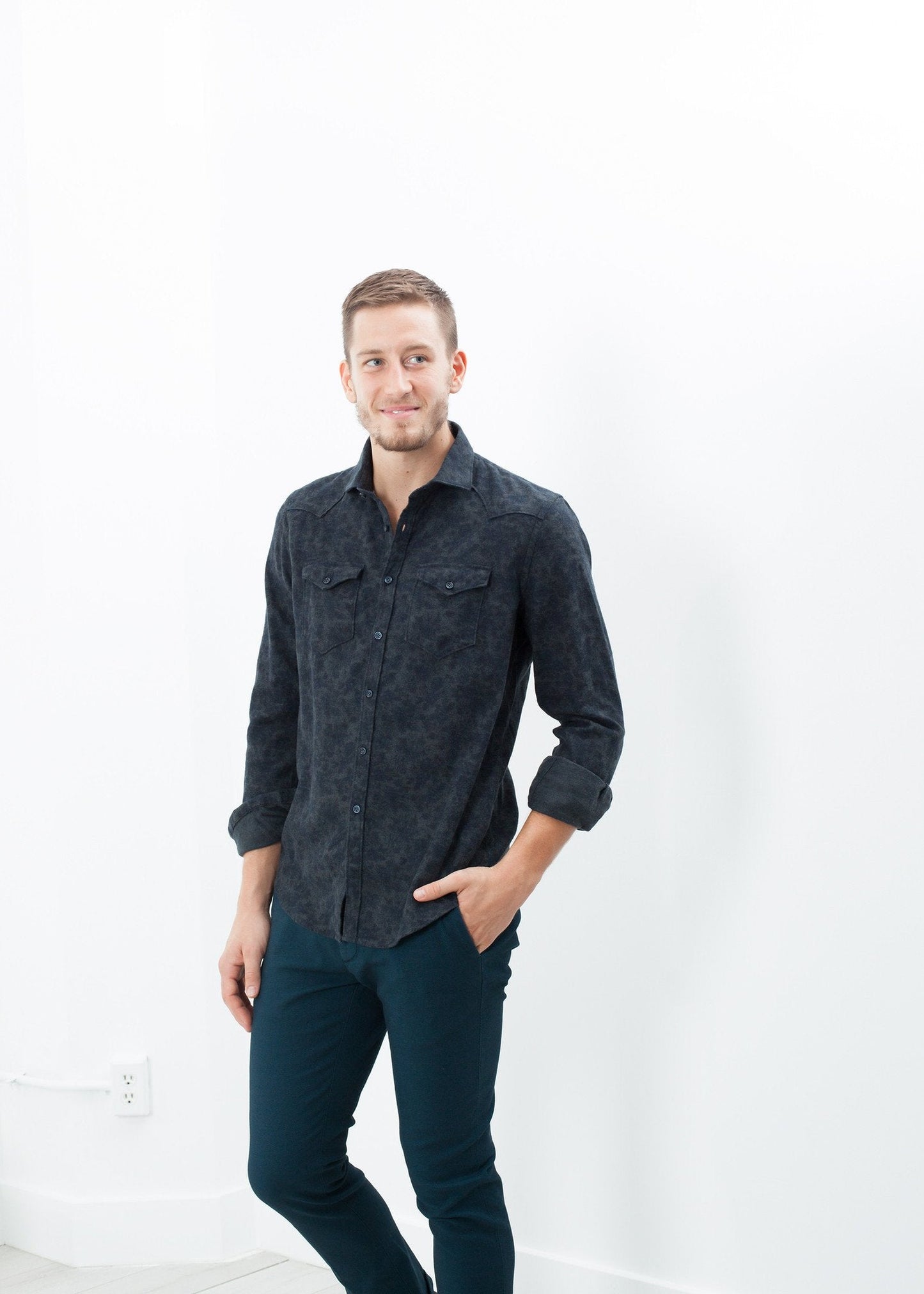 Western Arkansas Button-Up in Dark Hash Floral (6707104612446)