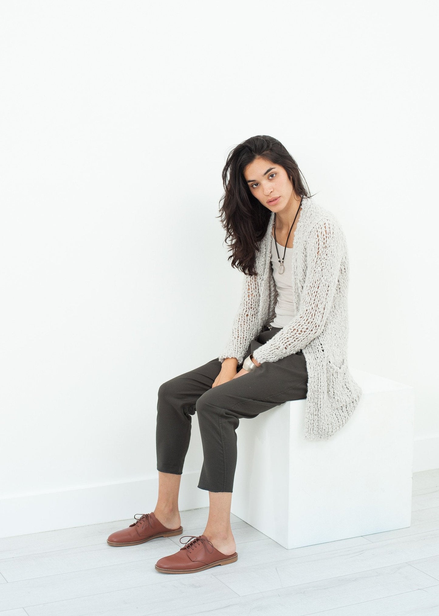 Bulk Stitch Cardigan in Cloud (6707099926622)
