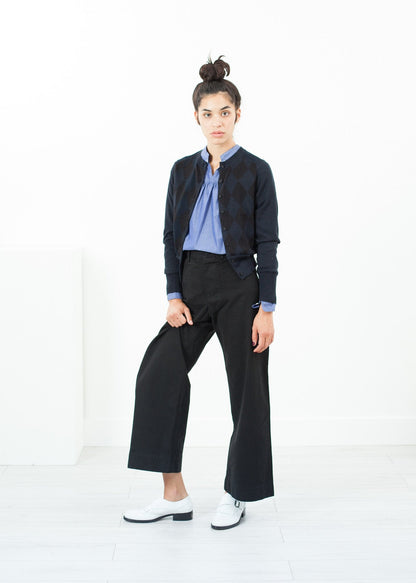 Quilt Pattern Cardigan in Black/Navy (6707099959390)