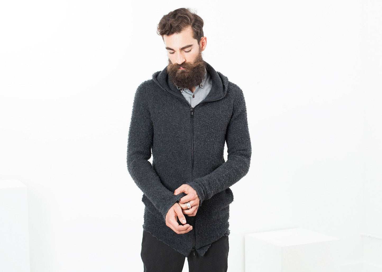 Pill Zip Sweater in Anthracite (6707101237342)