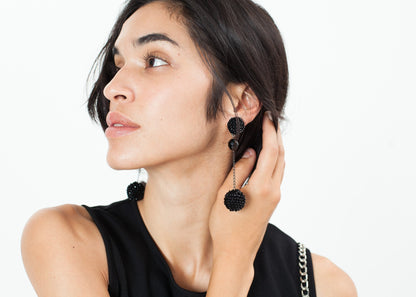Drop Cluster Earring in Black (6707101106270)