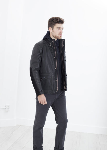 Prince Leather Field Jacket in Meteor (6707099107422)