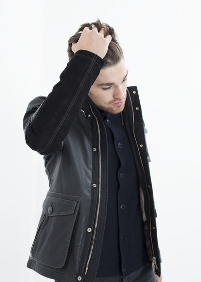 Prince Leather Field Jacket in Meteor (6707099107422)