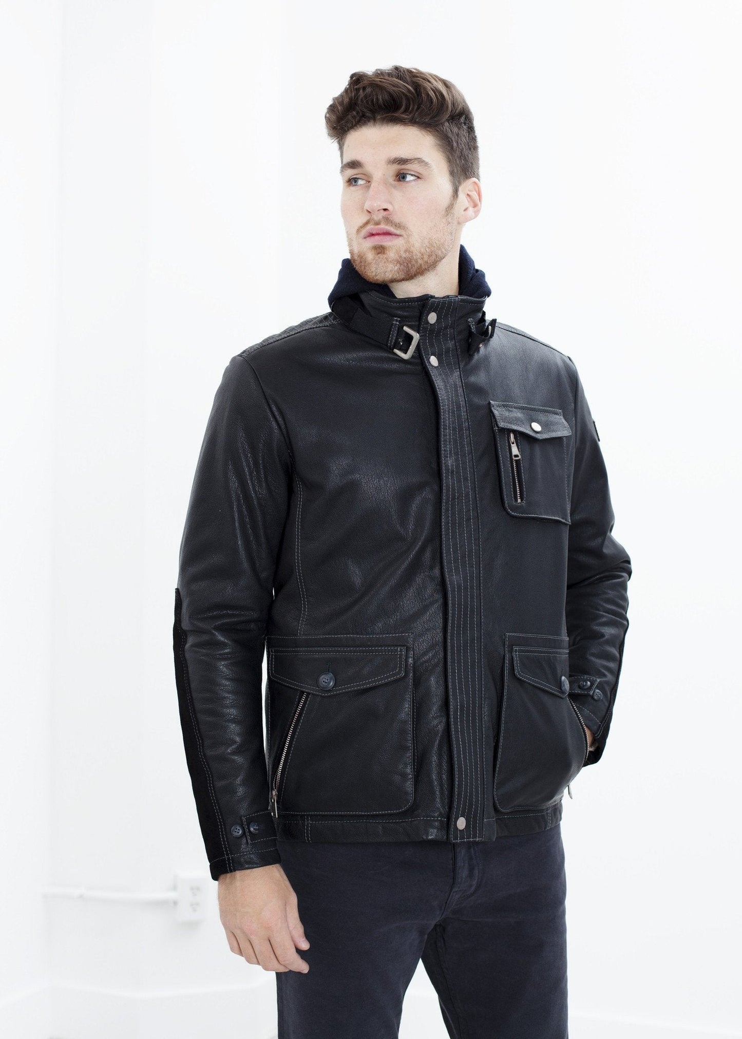 Prince Leather Field Jacket in Meteor (6707099107422)