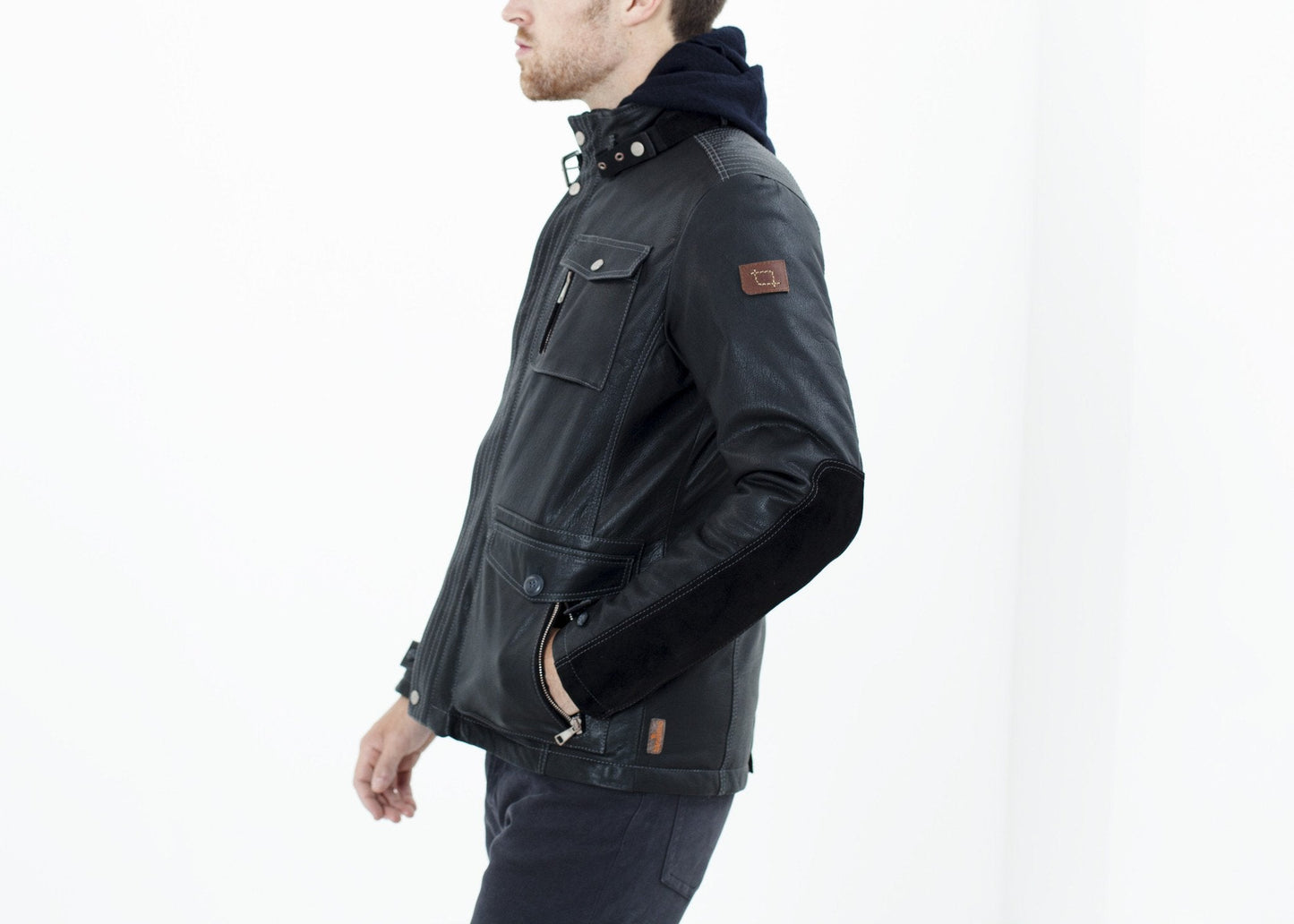 Prince Leather Field Jacket in Meteor (6707099107422)