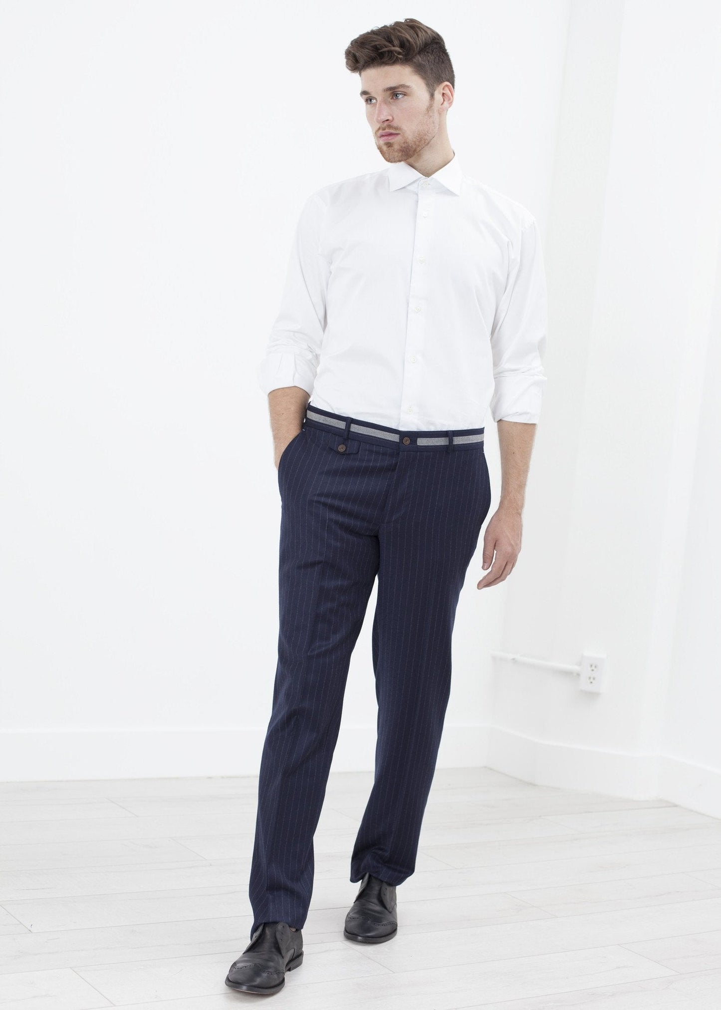 Sinclair Trouser in Navy Stripe (6707098484830)