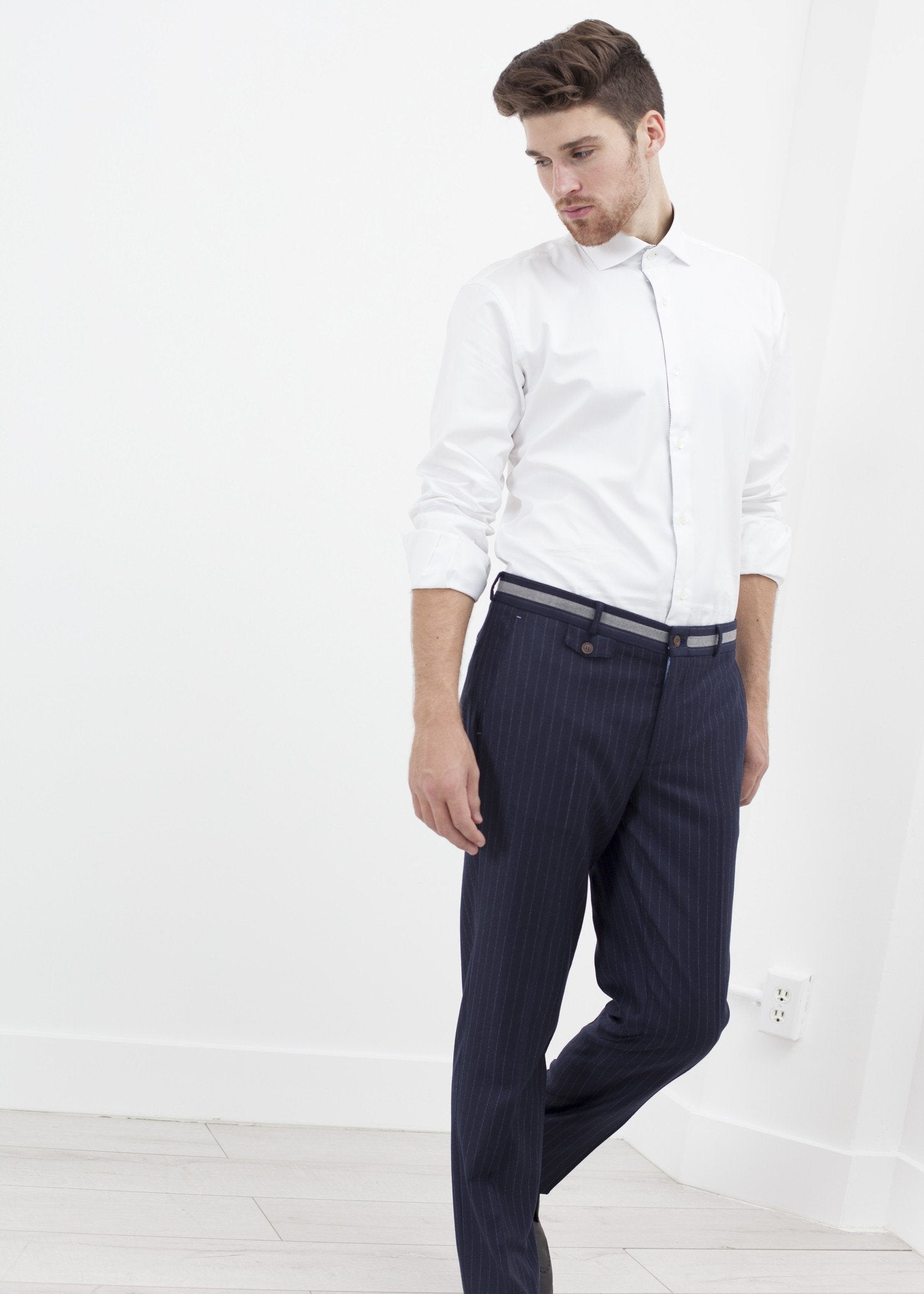 Sinclair Trouser in Navy Stripe (6707098484830)