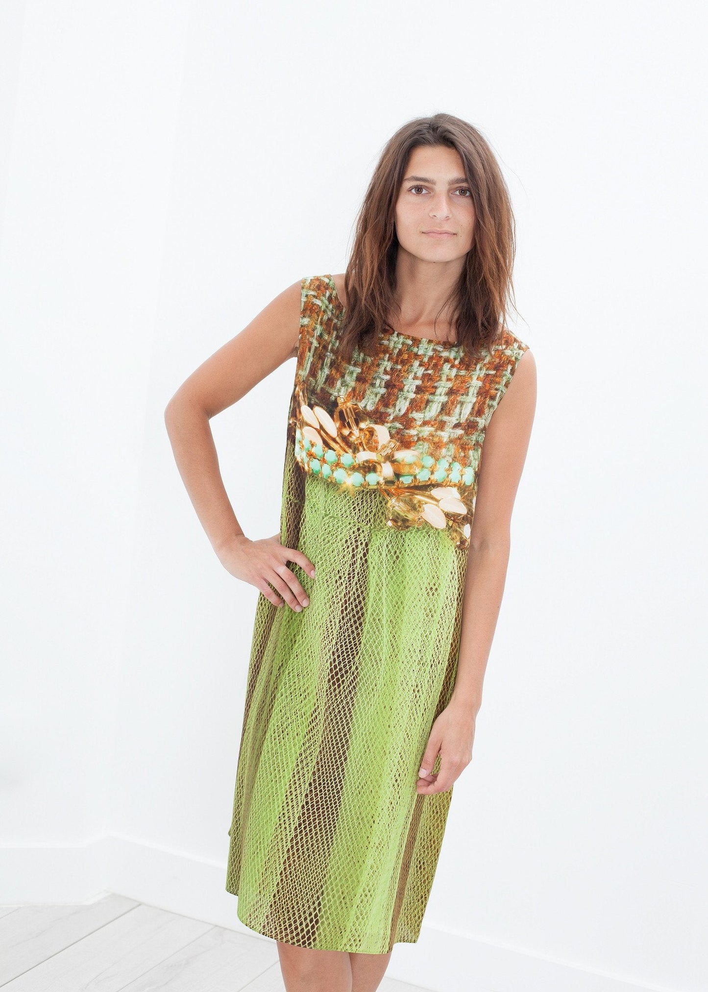 Silk Shift in Tweed and Net (6707104383070)