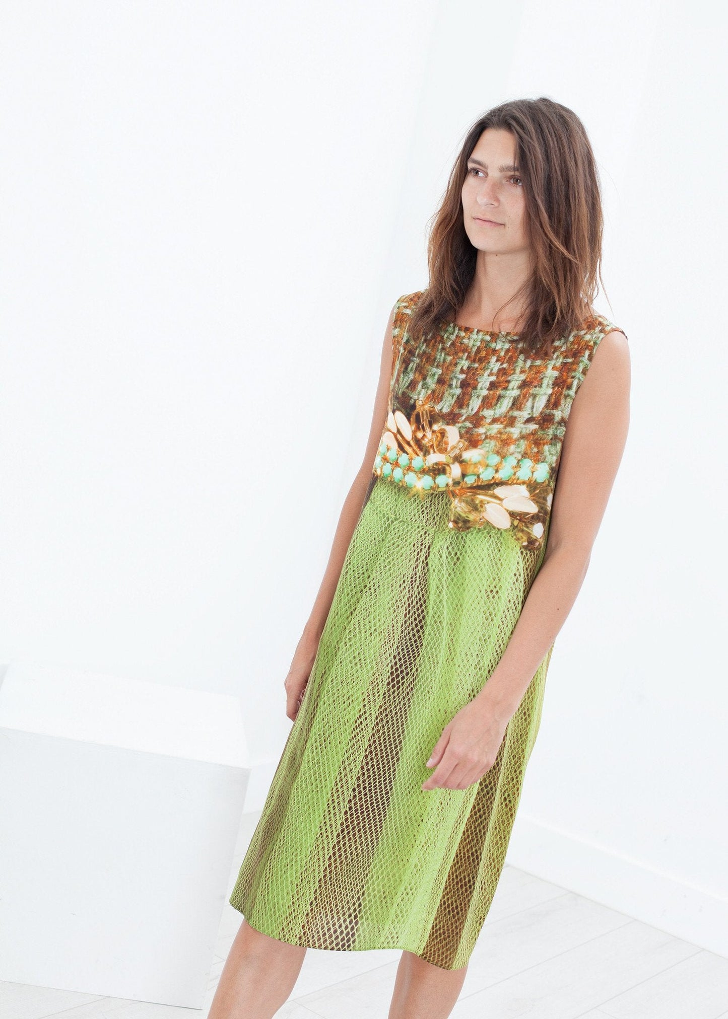 Silk Shift in Tweed and Net (6707104383070)