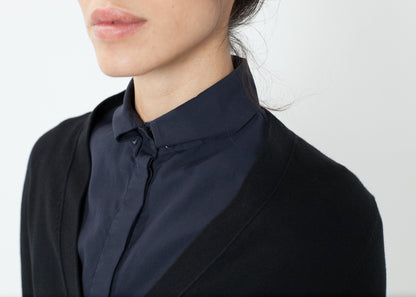 Wrinkled Tux Shirt in Navy (6707096846430)