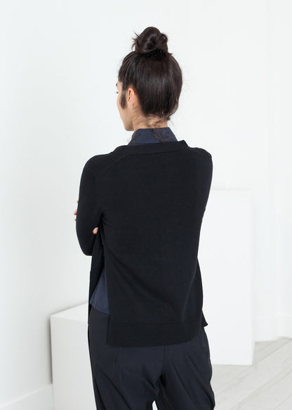 Square Cardigan in Black (6707096485982)