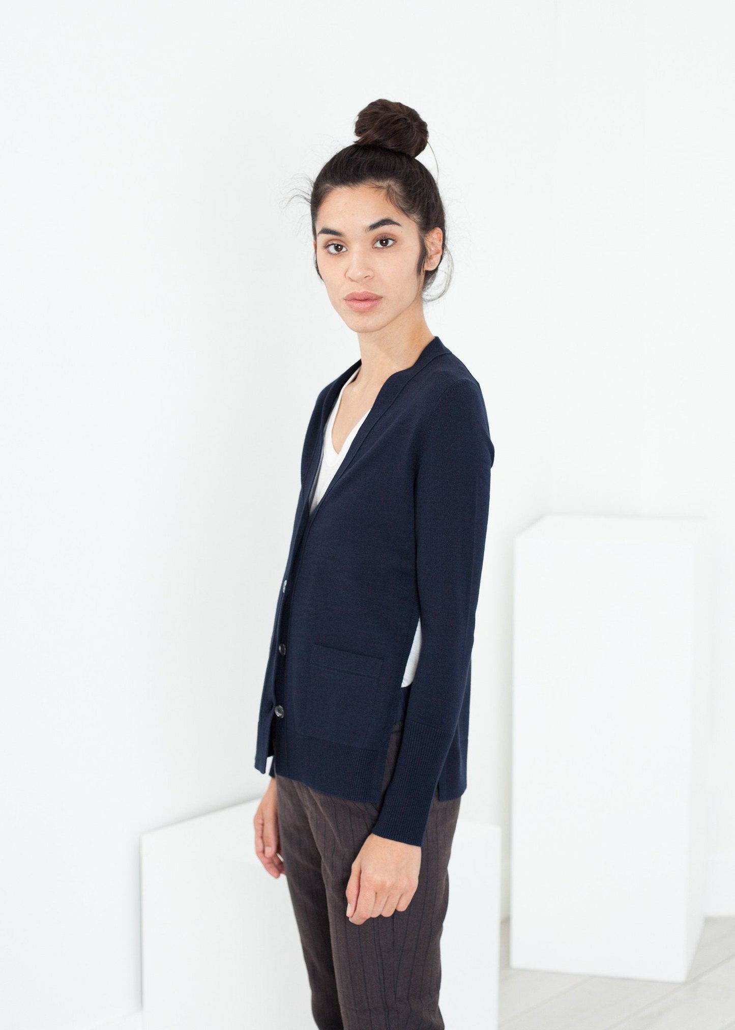 Square Cardigan in Navy (6707096813662)