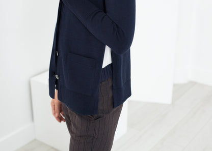 Square Cardigan in Navy (6707096813662)