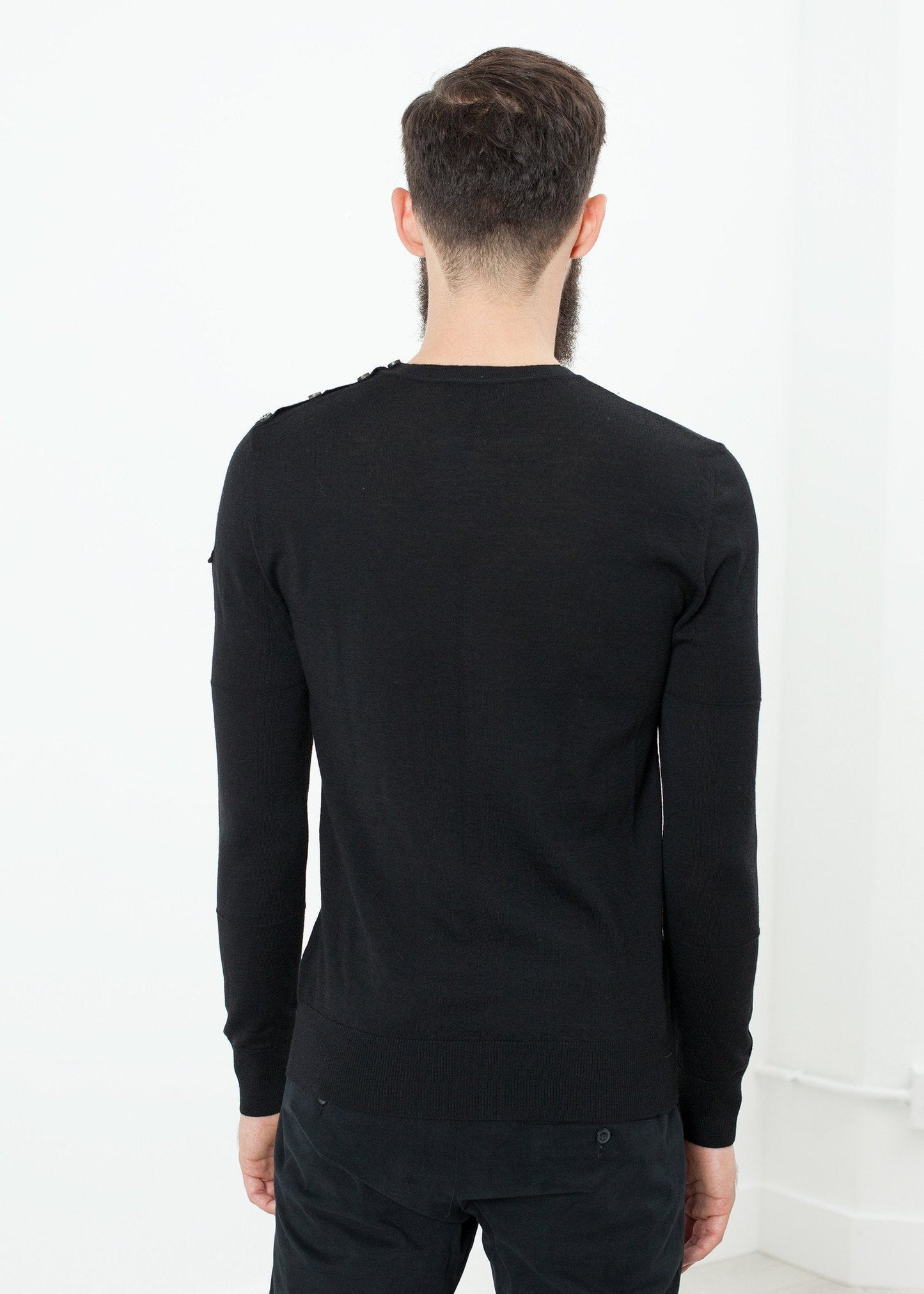 Button Shoulder Pullover in Black (6707100909662)