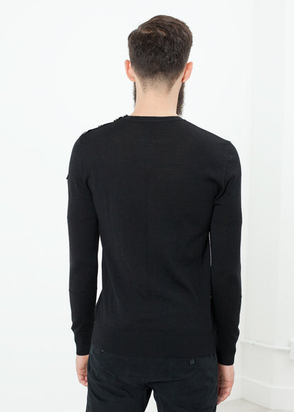 Button Shoulder Pullover in Black (6707100909662)