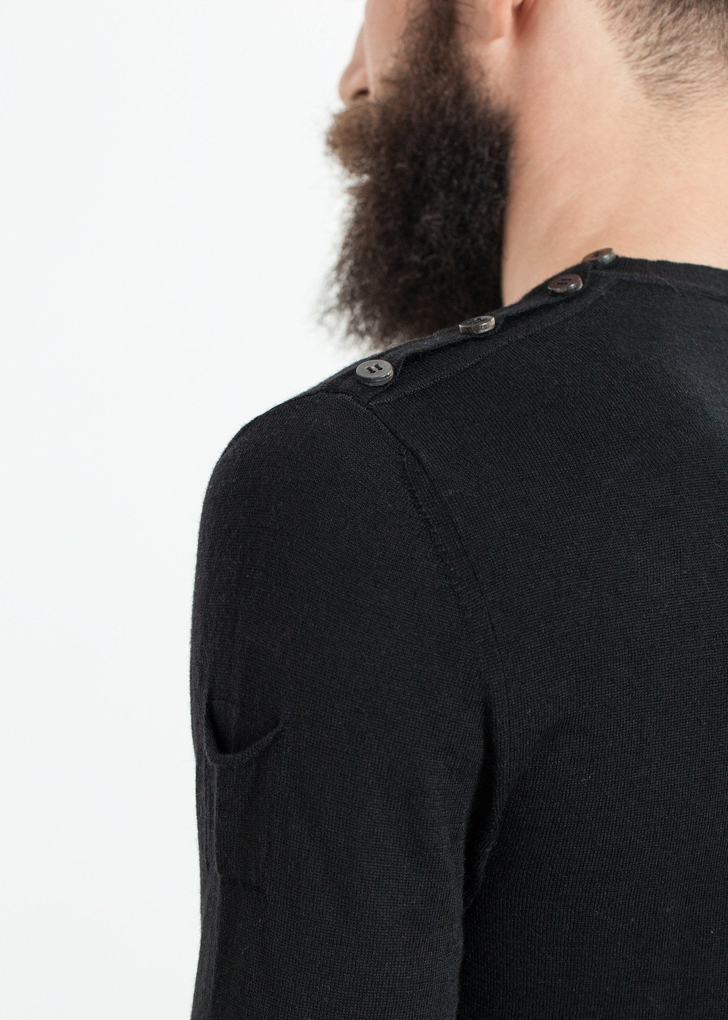 Button Shoulder Pullover in Black (6707100909662)