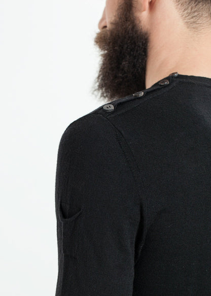 Button Shoulder Pullover in Black (6707100909662)