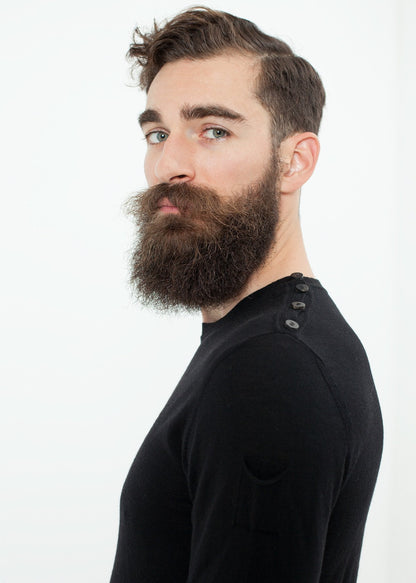 Button Shoulder Pullover in Black (6707100909662)