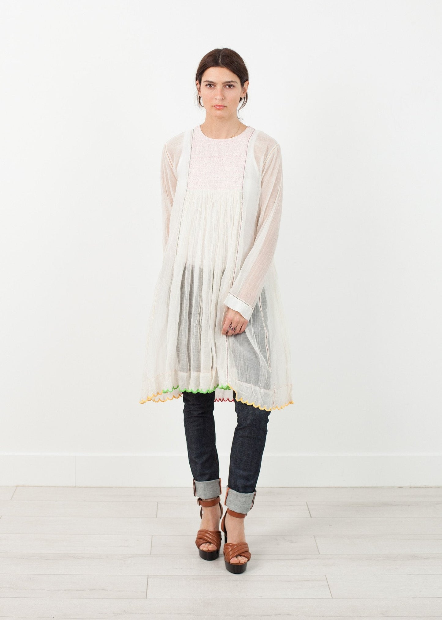 Pink Bib Dress in White (6707094585438)