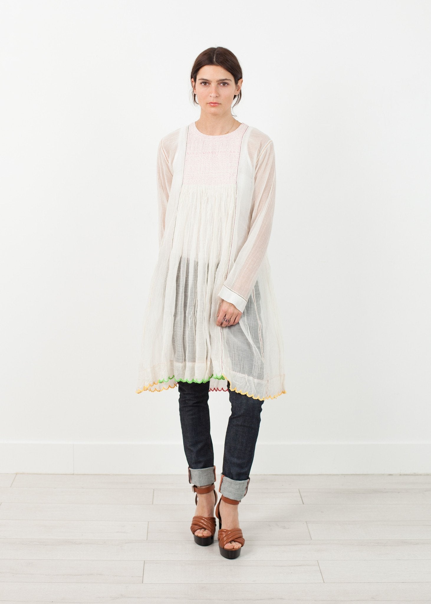 Pink Bib Dress in White (6707094585438)