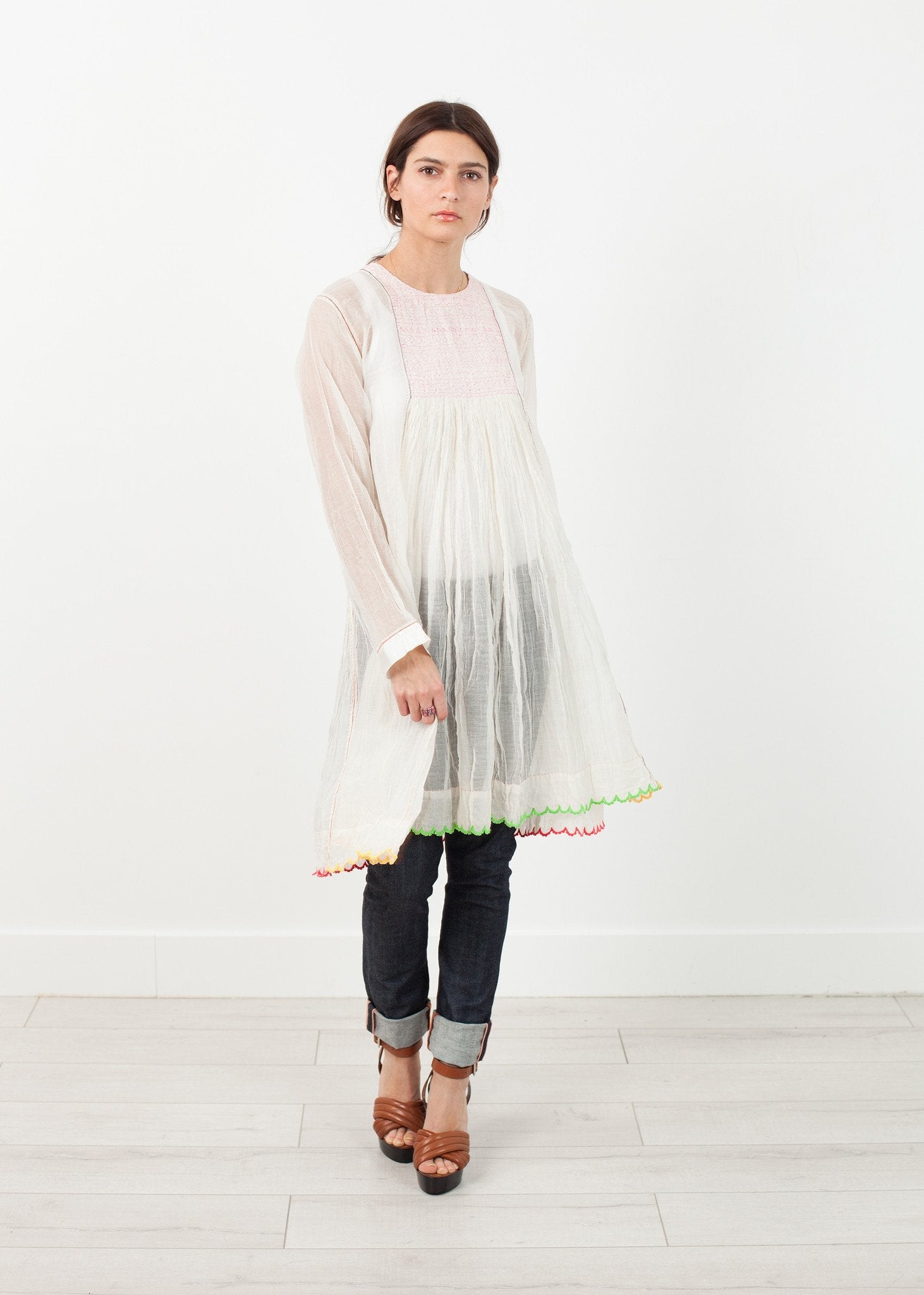 Pink Bib Dress in White (6707094585438)