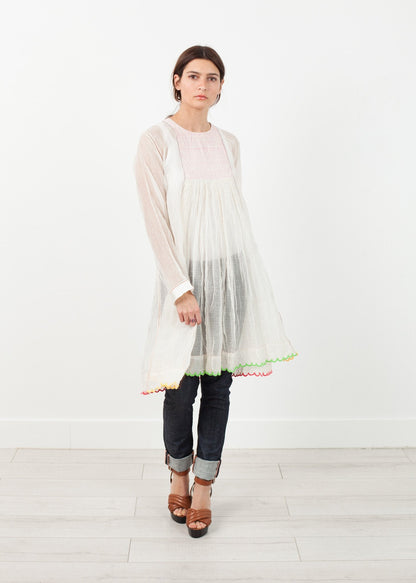 Pink Bib Dress in White (6707094585438)