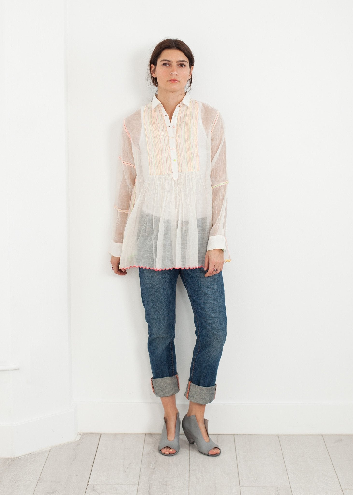 Sheer Rainbow Blouse in White (6707094782046)