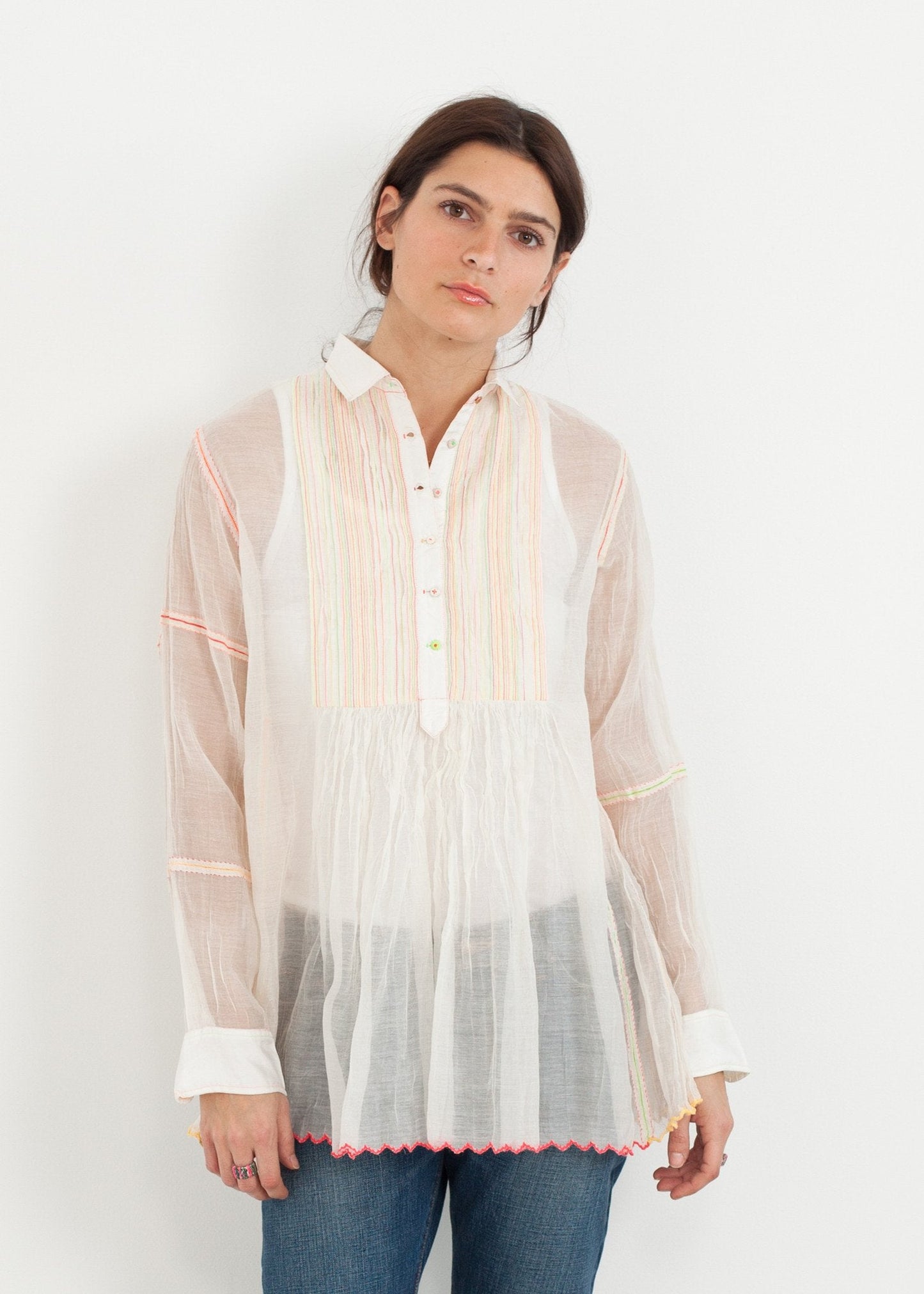 Sheer Rainbow Blouse in White (6707094782046)