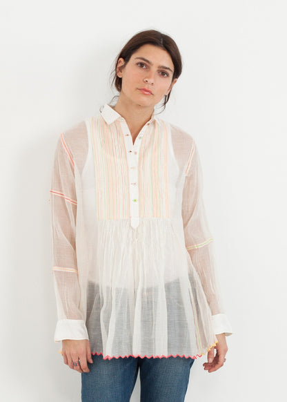 Sheer Rainbow Blouse in White (6707094782046)
