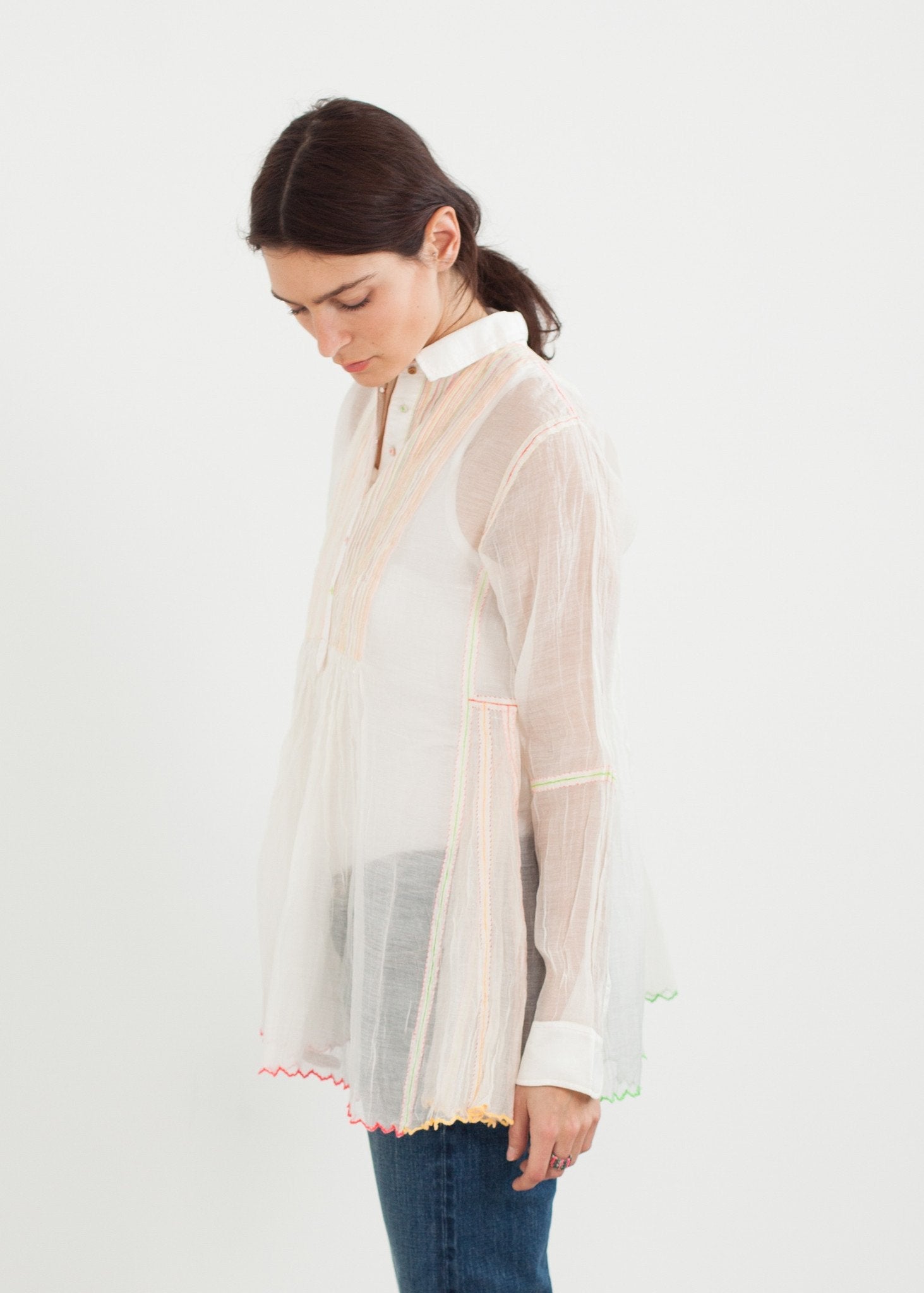 Sheer Rainbow Blouse in White (6707094782046)