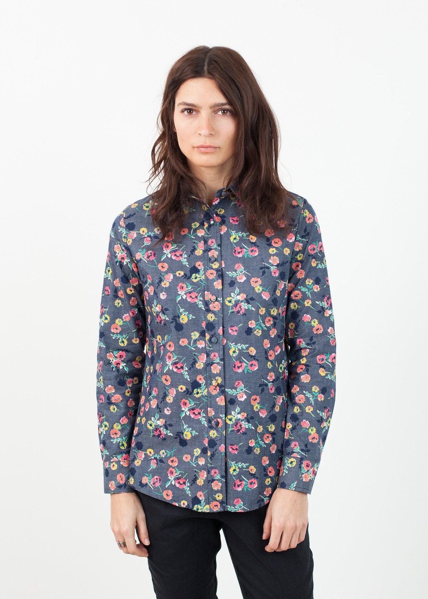 Long Sleeve Blouse in Black/Floral (6707094323294)