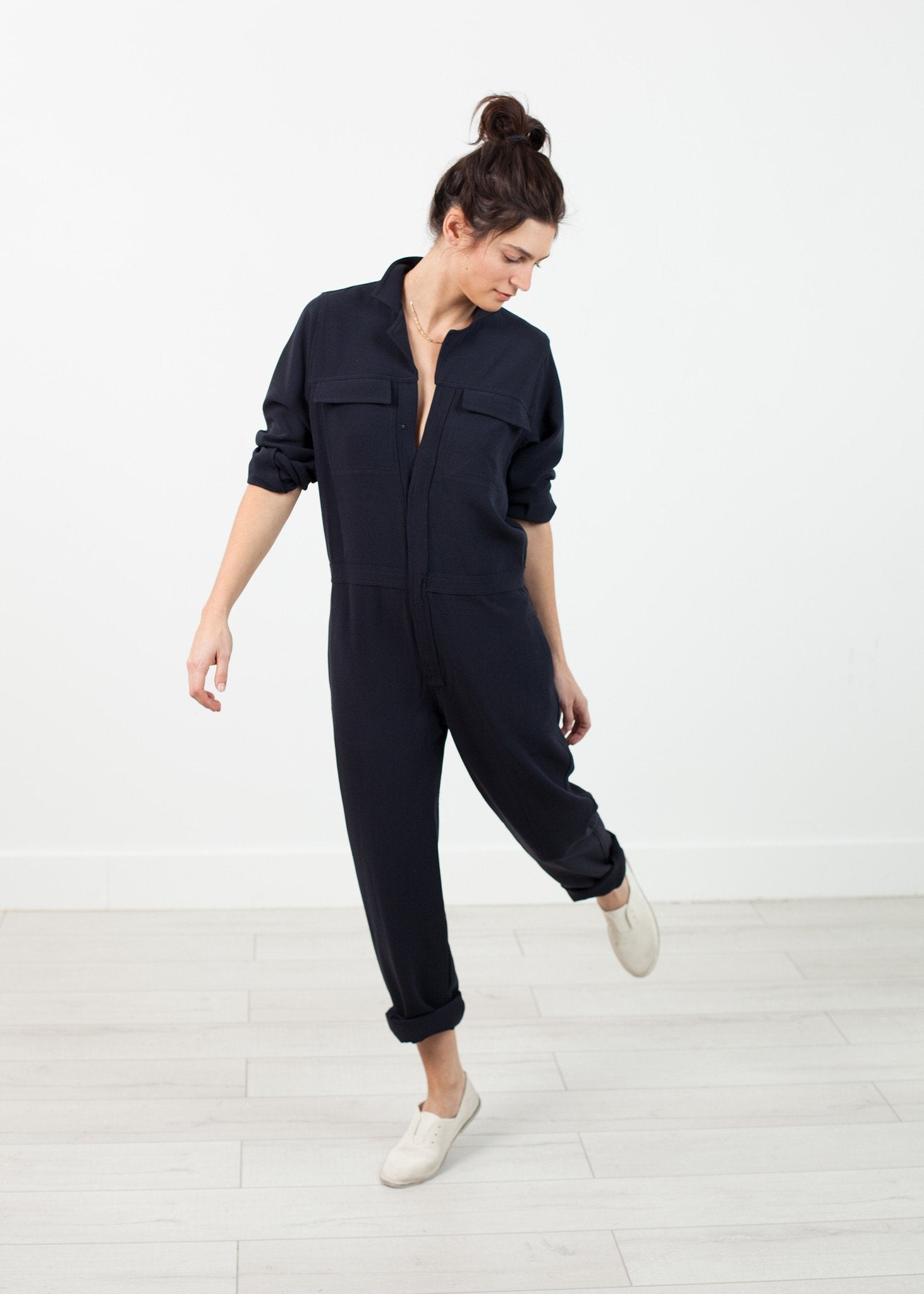 Worker Jumpsuit in Navy (6707093241950)