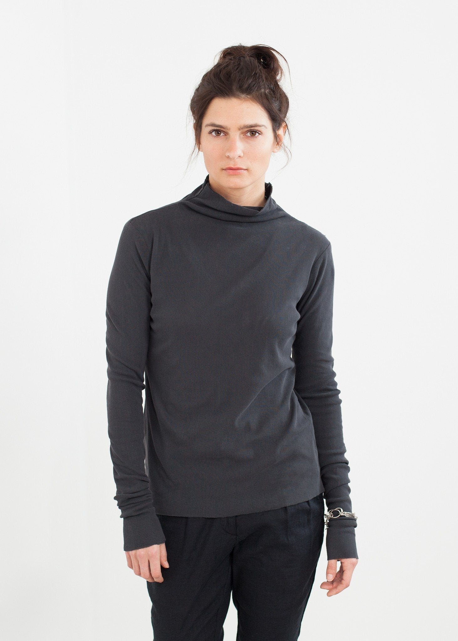 Cotton Long Tee in Ink (6707094257758)