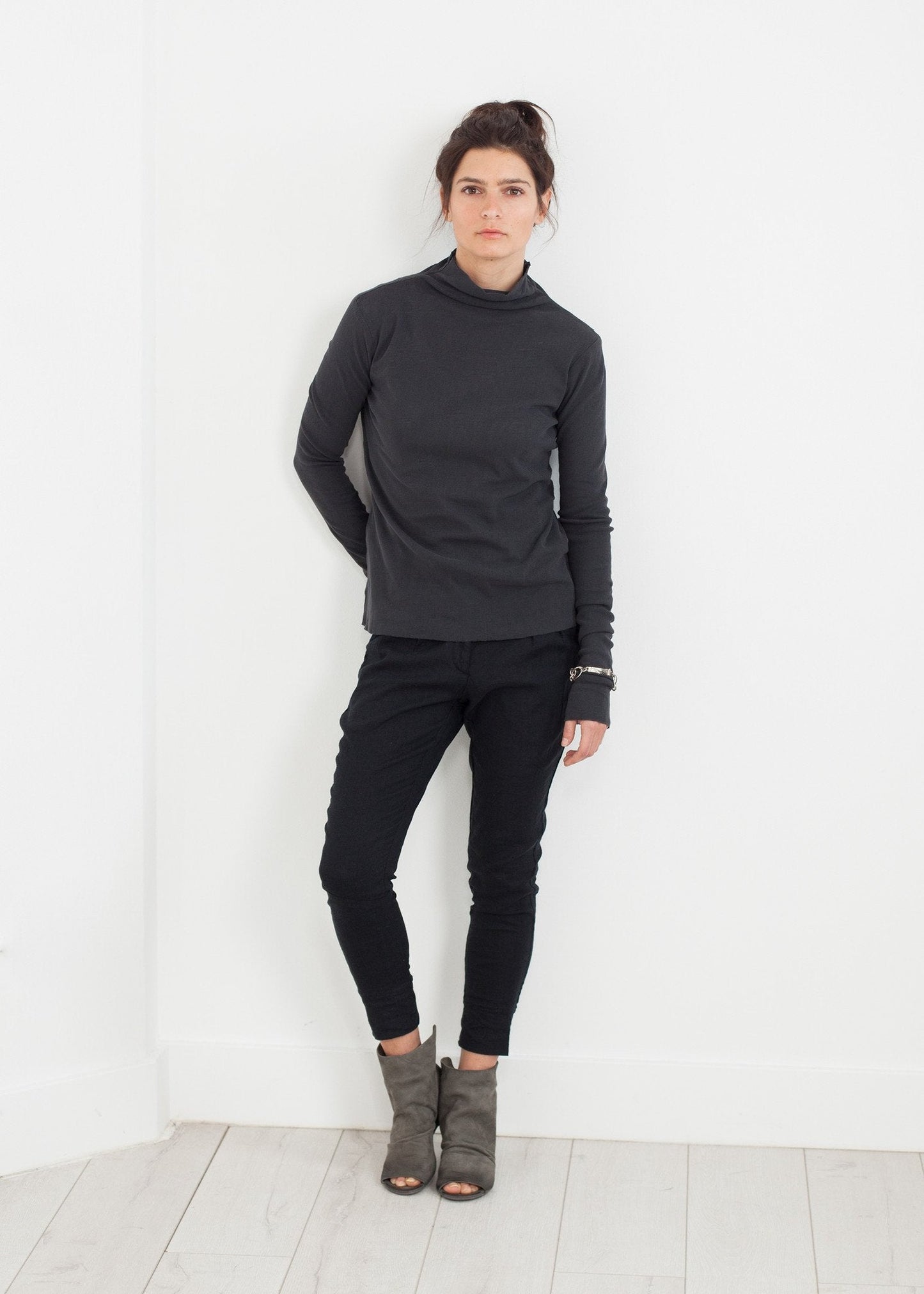 Cotton Long Tee in Ink (6707094257758)