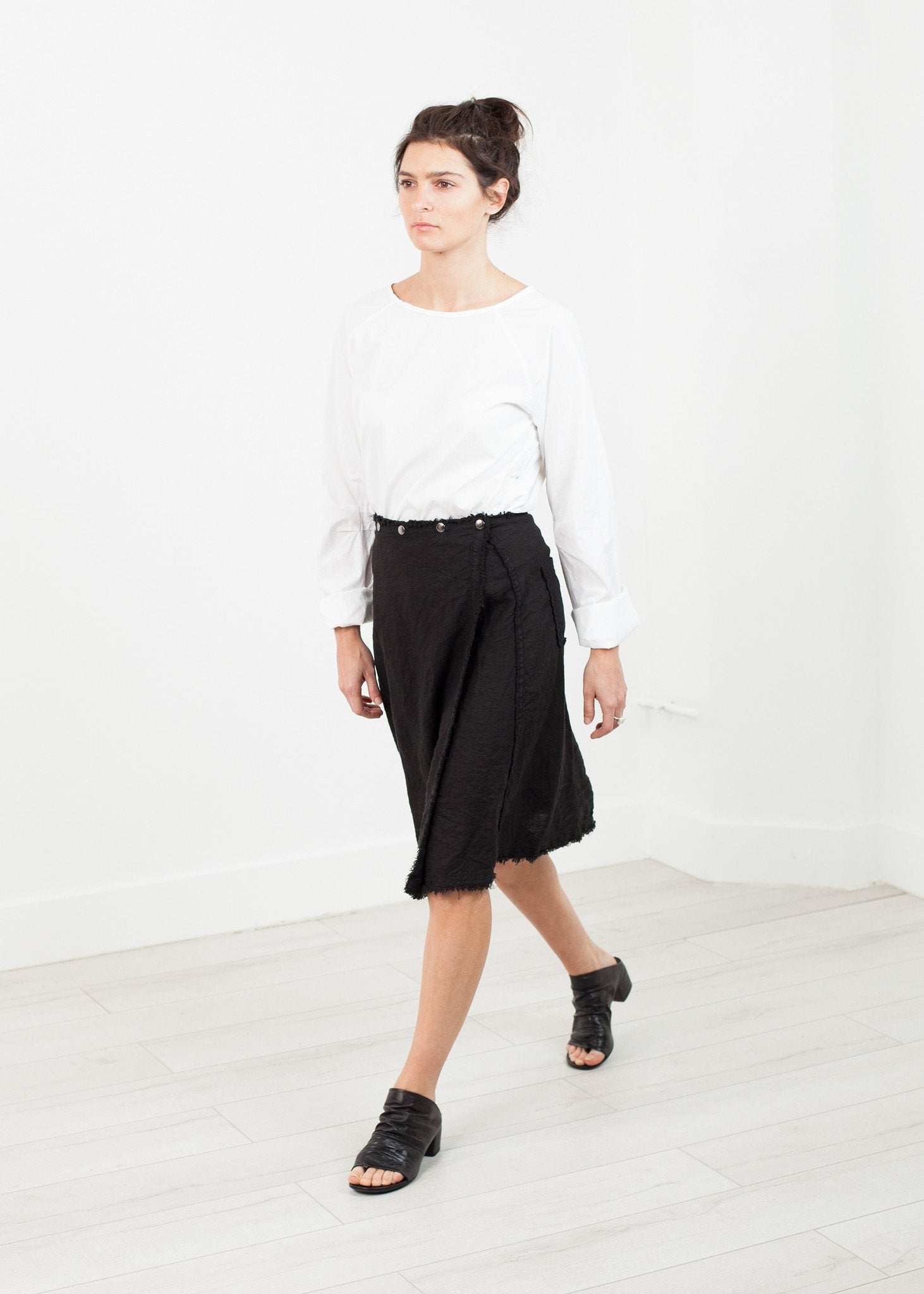 Wrap Snap Skirt in Black (6707095437406)