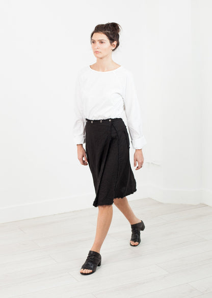 Wrap Snap Skirt in Black (6707095437406)