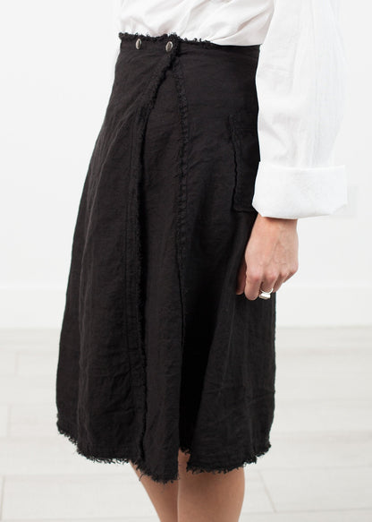 Wrap Snap Skirt in Black (6707095437406)