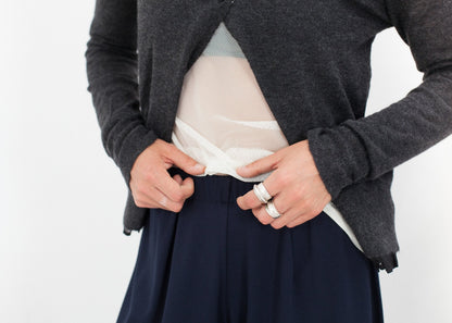 Cuffed Mesh Tee in Cream/Black (6707100581982)