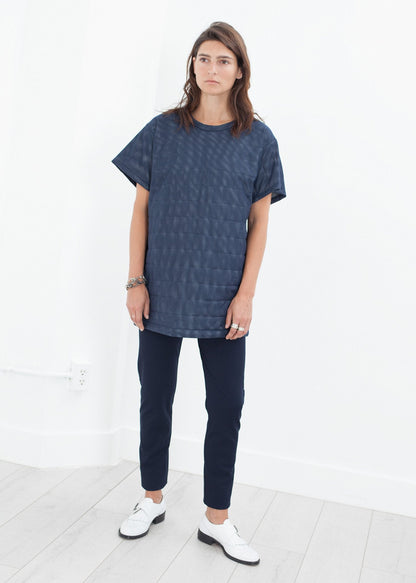 Quilted Mesh Mini Dress in Navy (6707100647518)