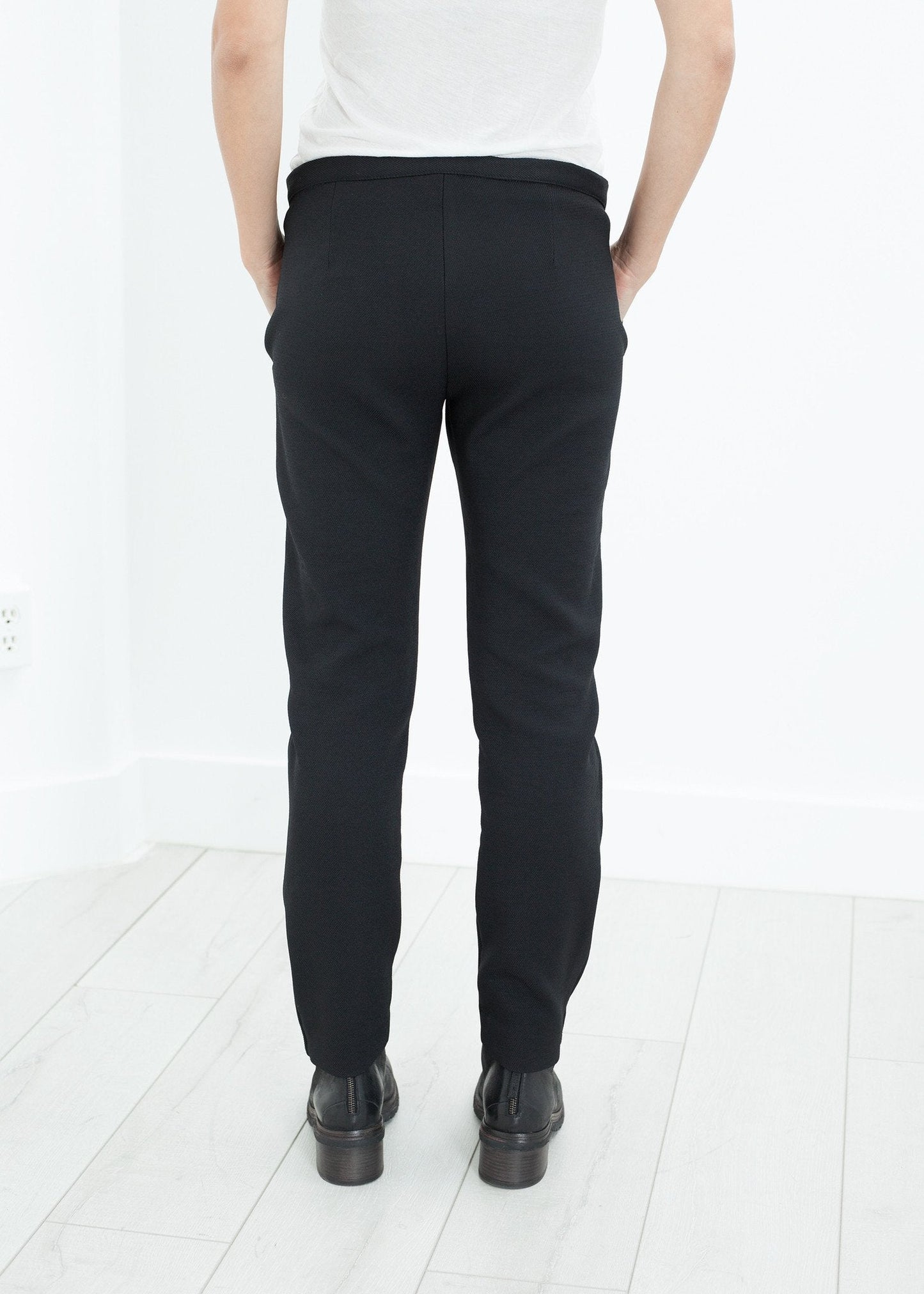 Side Zip Slim Pant in Black (6707096944734)