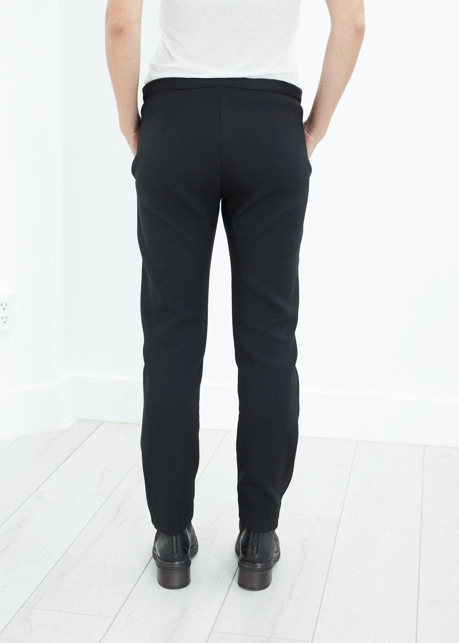 Side Zip Slim Pant in Black (6707096944734)