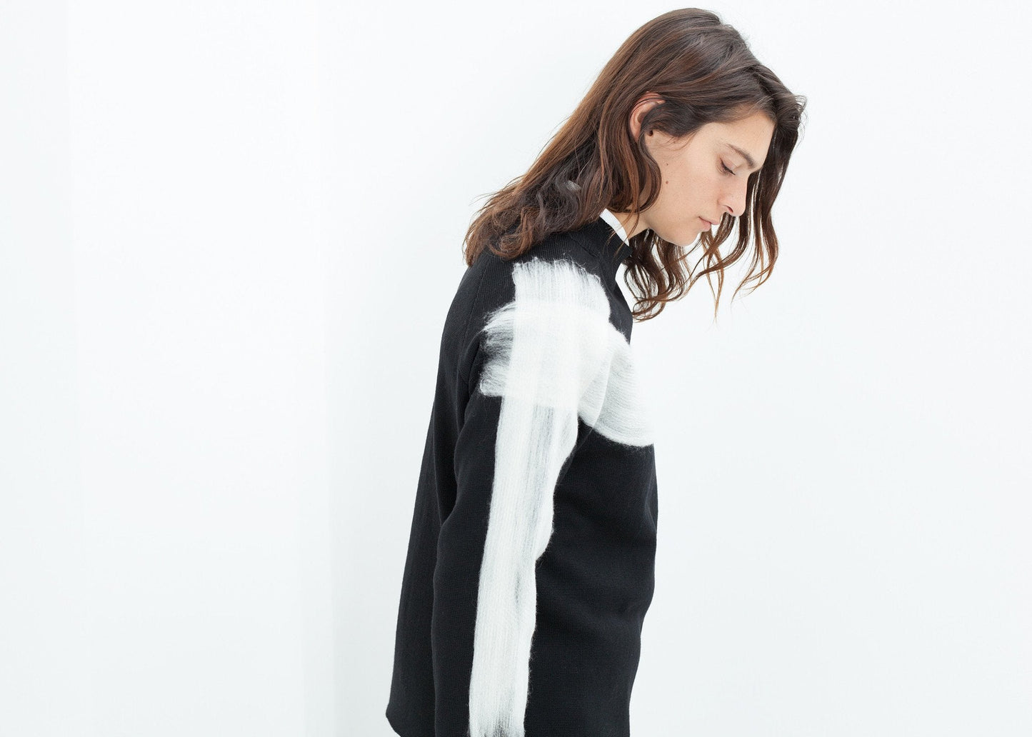 Contrast Felted Sweater in Black (6707096748126)