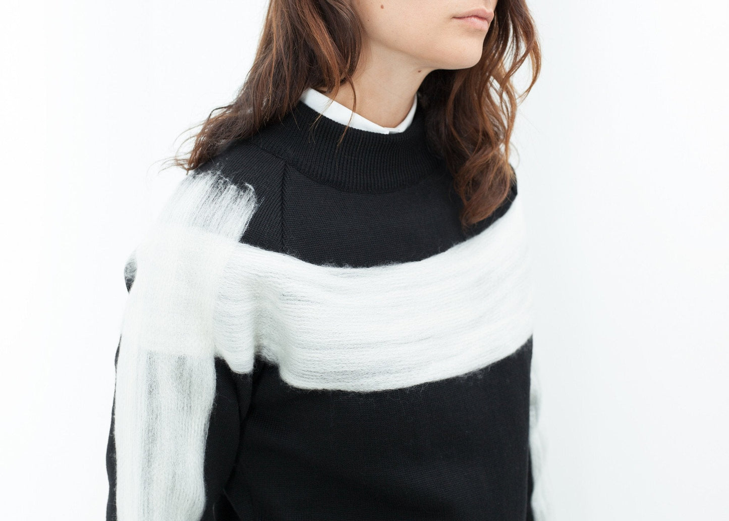 Contrast Felted Sweater in Black (6707096748126)