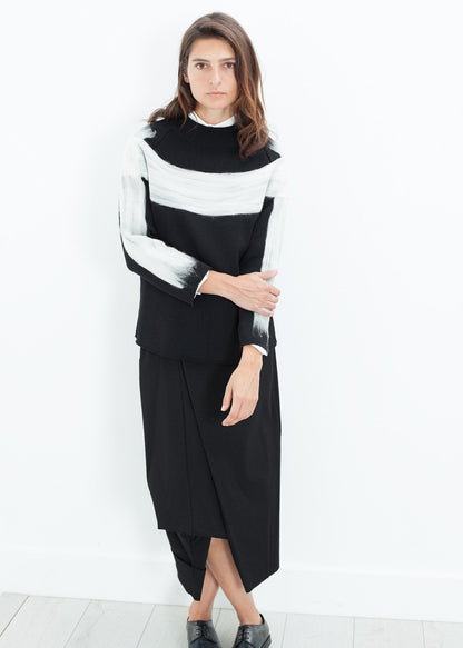 Contrast Felted Sweater in Black (6707096748126)