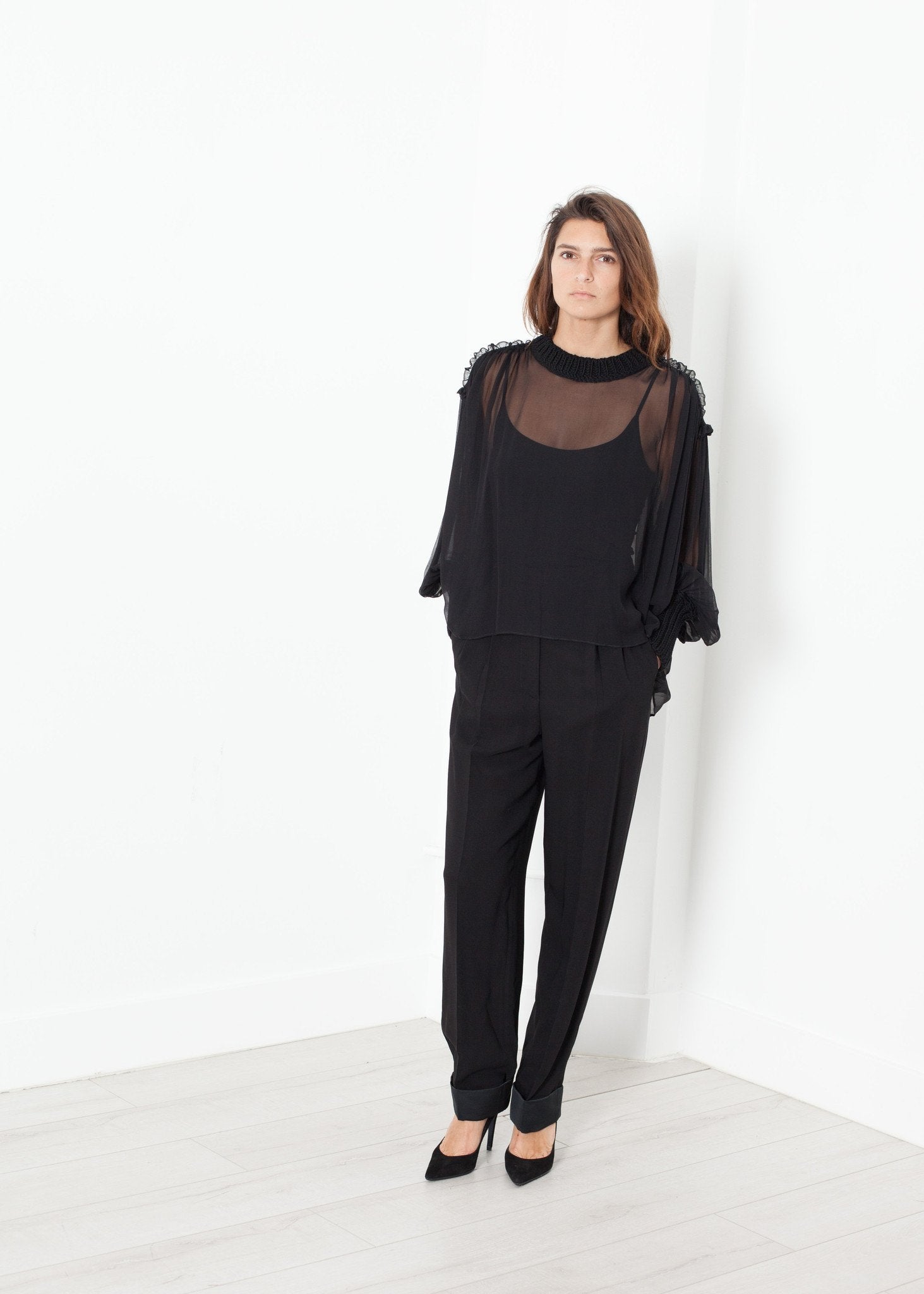 Poet Silk Sweater in Black (6707097305182)