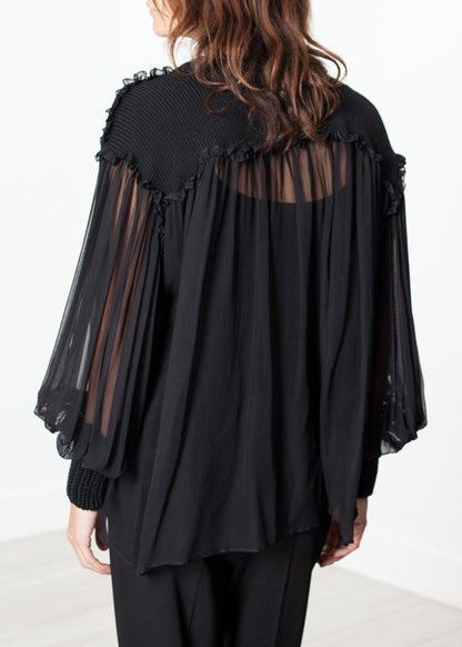 Poet Silk Sweater in Black (6707097305182)