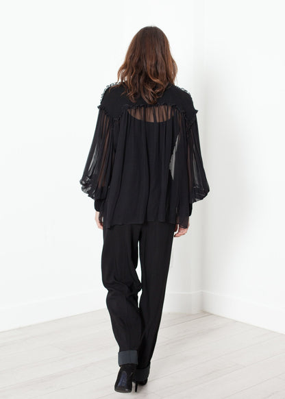 Poet Silk Sweater in Black (6707097305182)